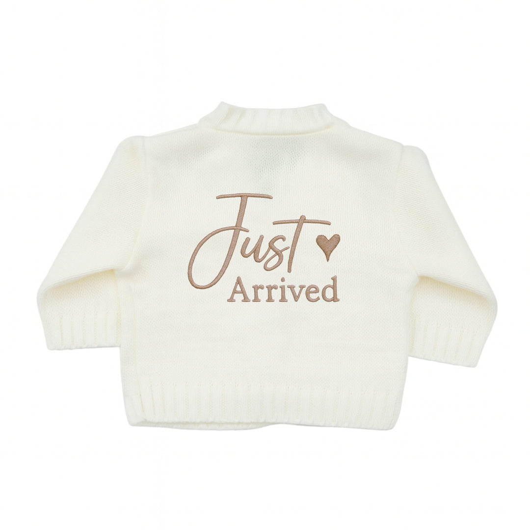 Embroidered Just Arrived Knitted Cardigan