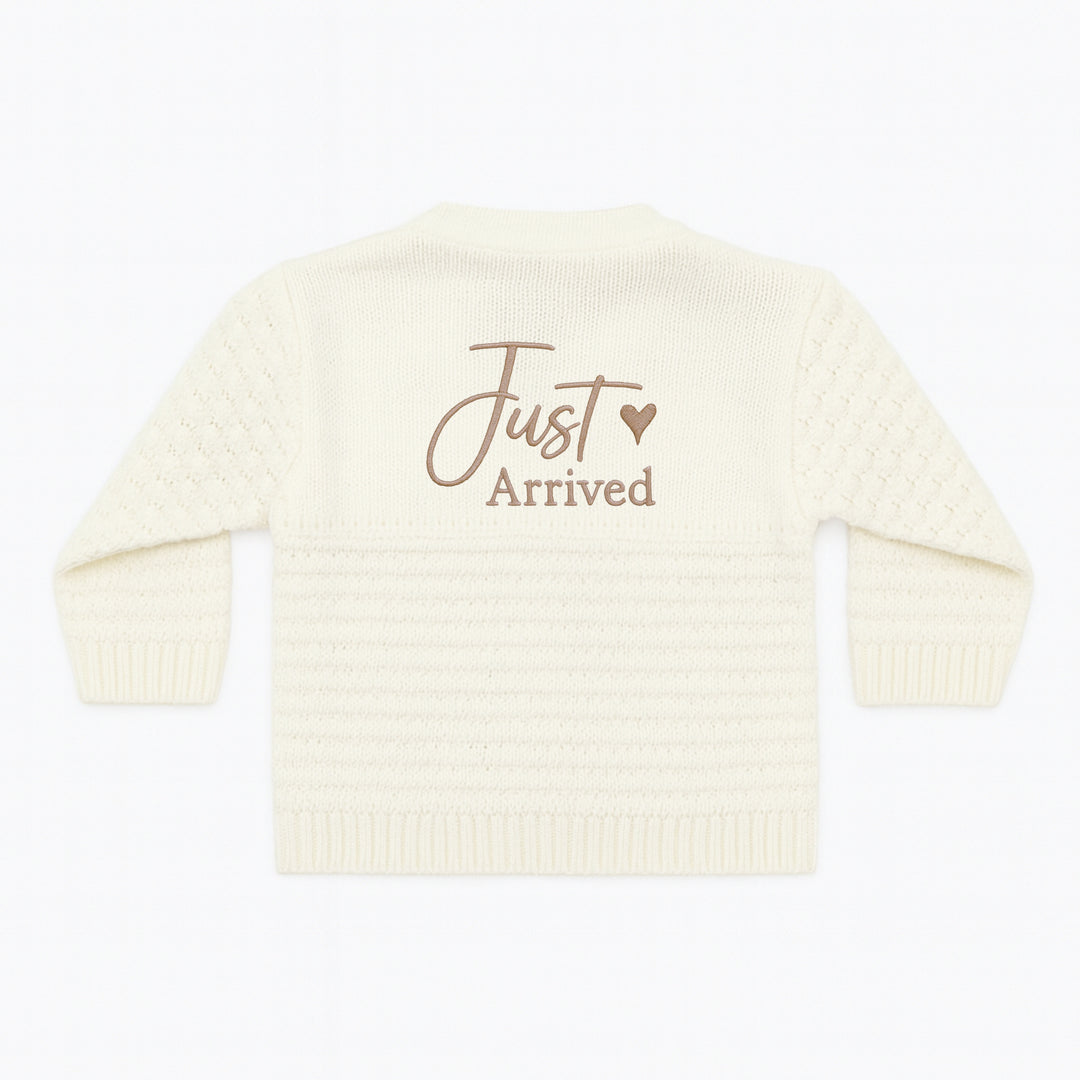 Embroidered Just Arrived Knitted Cardigan