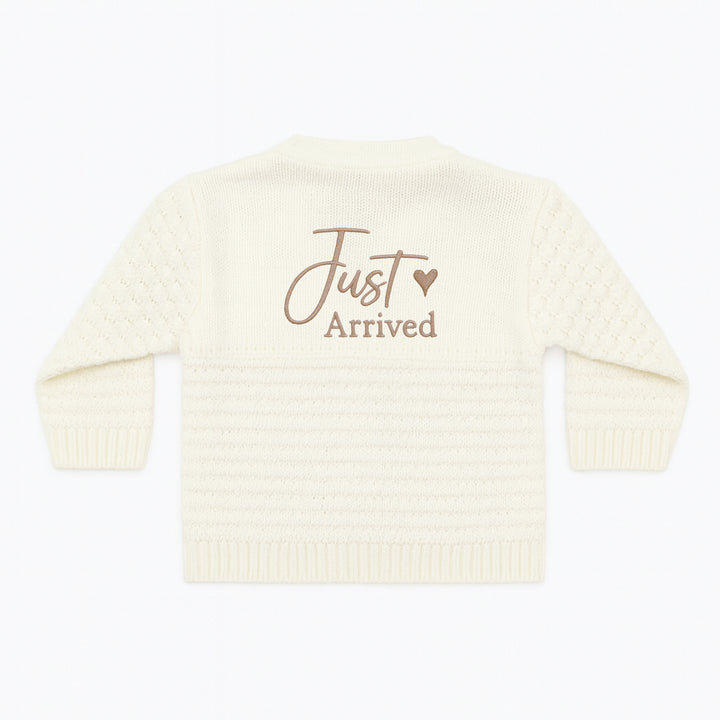 Embroidered Just Arrived Knitted Cardigan