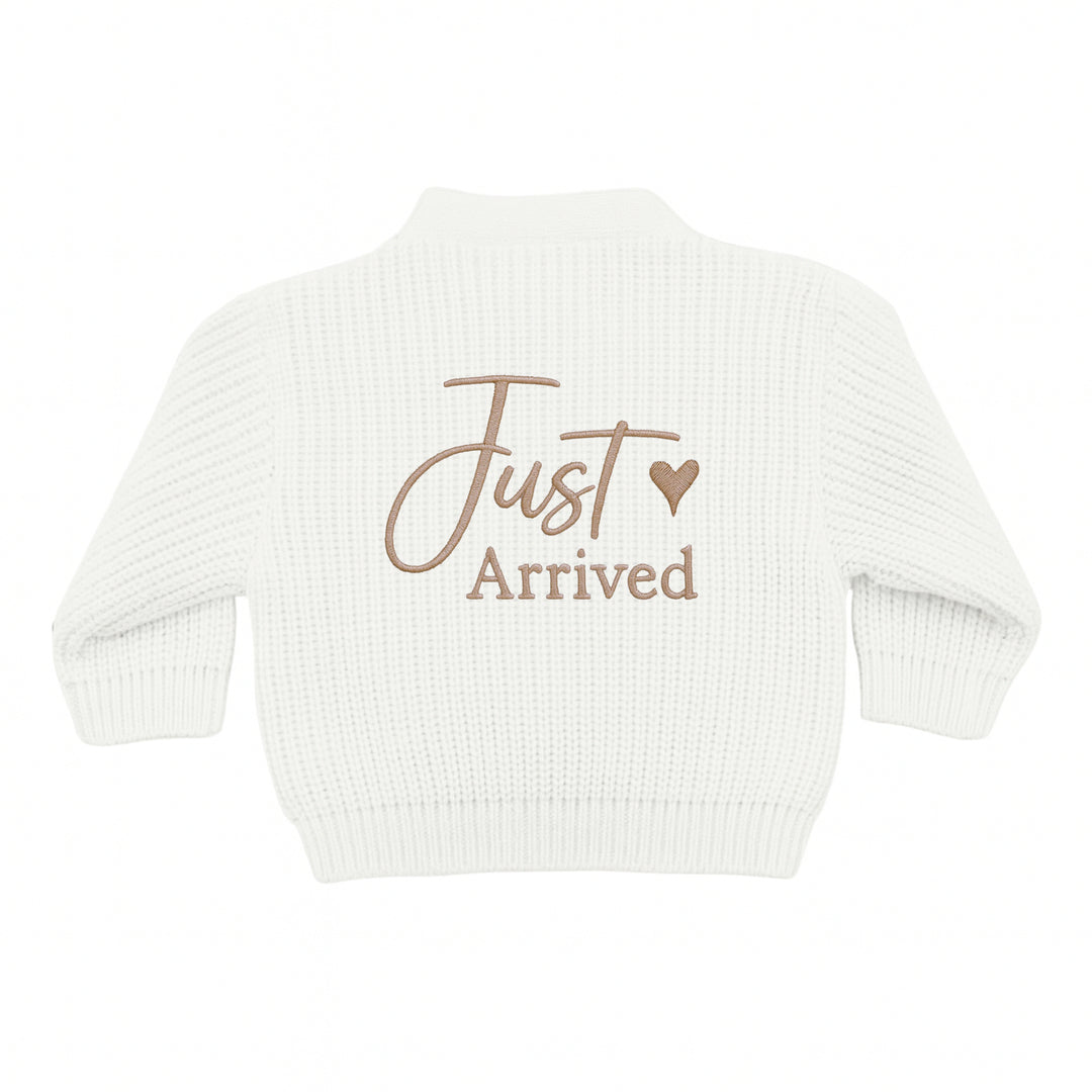 Embroidered Just Arrived Knitted Cardigan