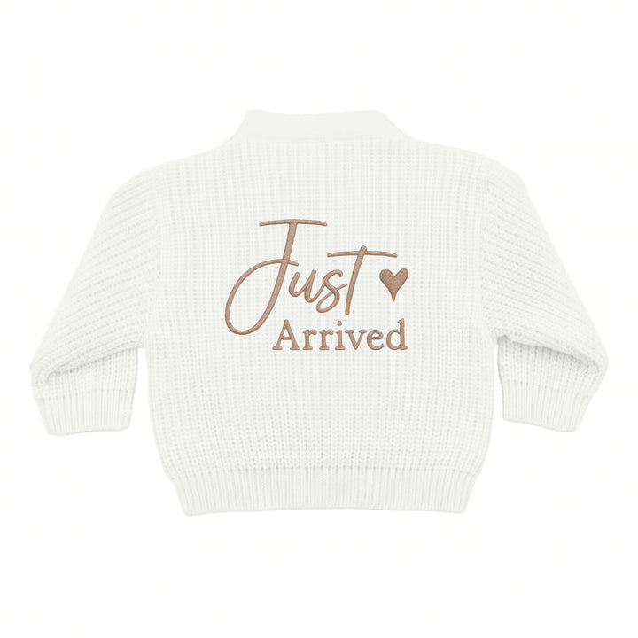 Embroidered Just Arrived Knitted Cardigan