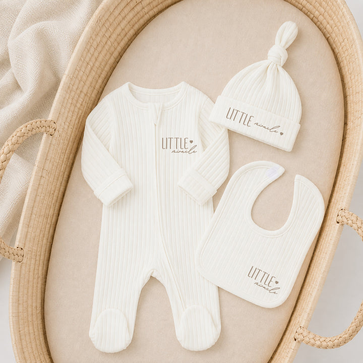 Little Miracle 3 Piece Ribbed Coming Home Outfit