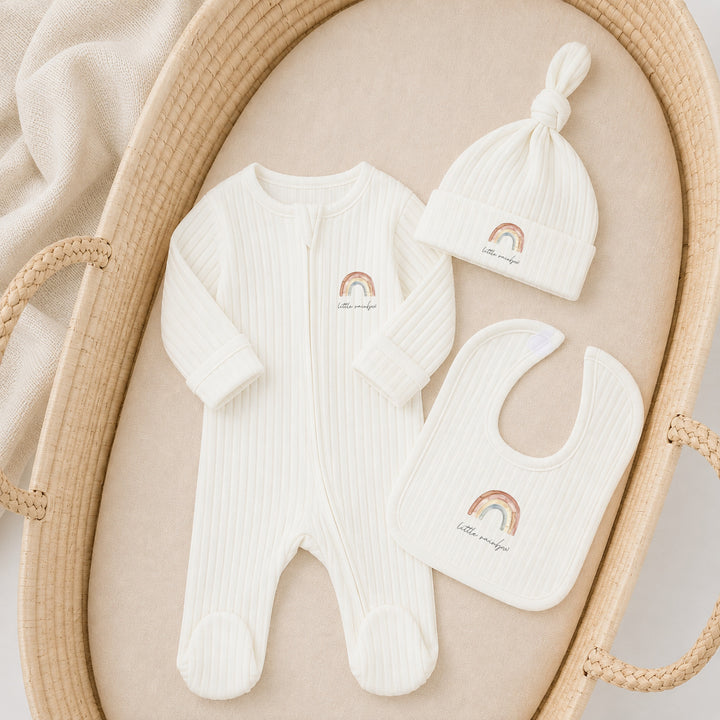 Little Rainbow 3 Piece Ribbed Coming Home Outfit