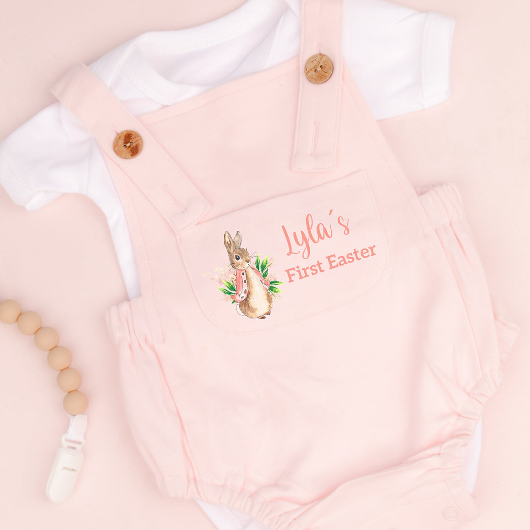 Personalised My First Easter Pink Dungarees