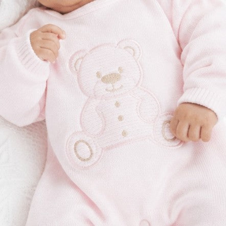 Pink Teddy Bear Knitted Babygrow
