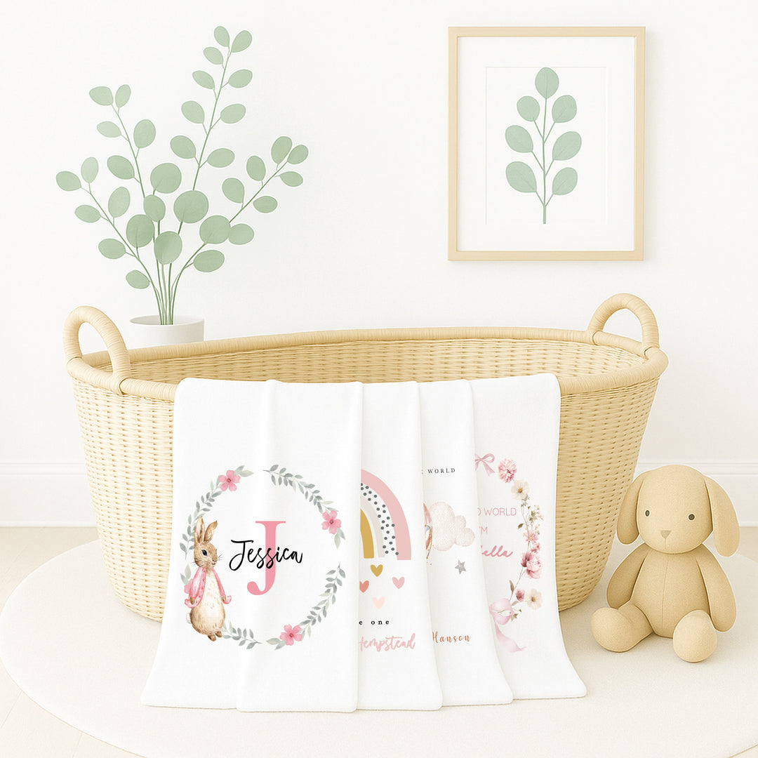 Personalised Pink Girls Baby Blanket