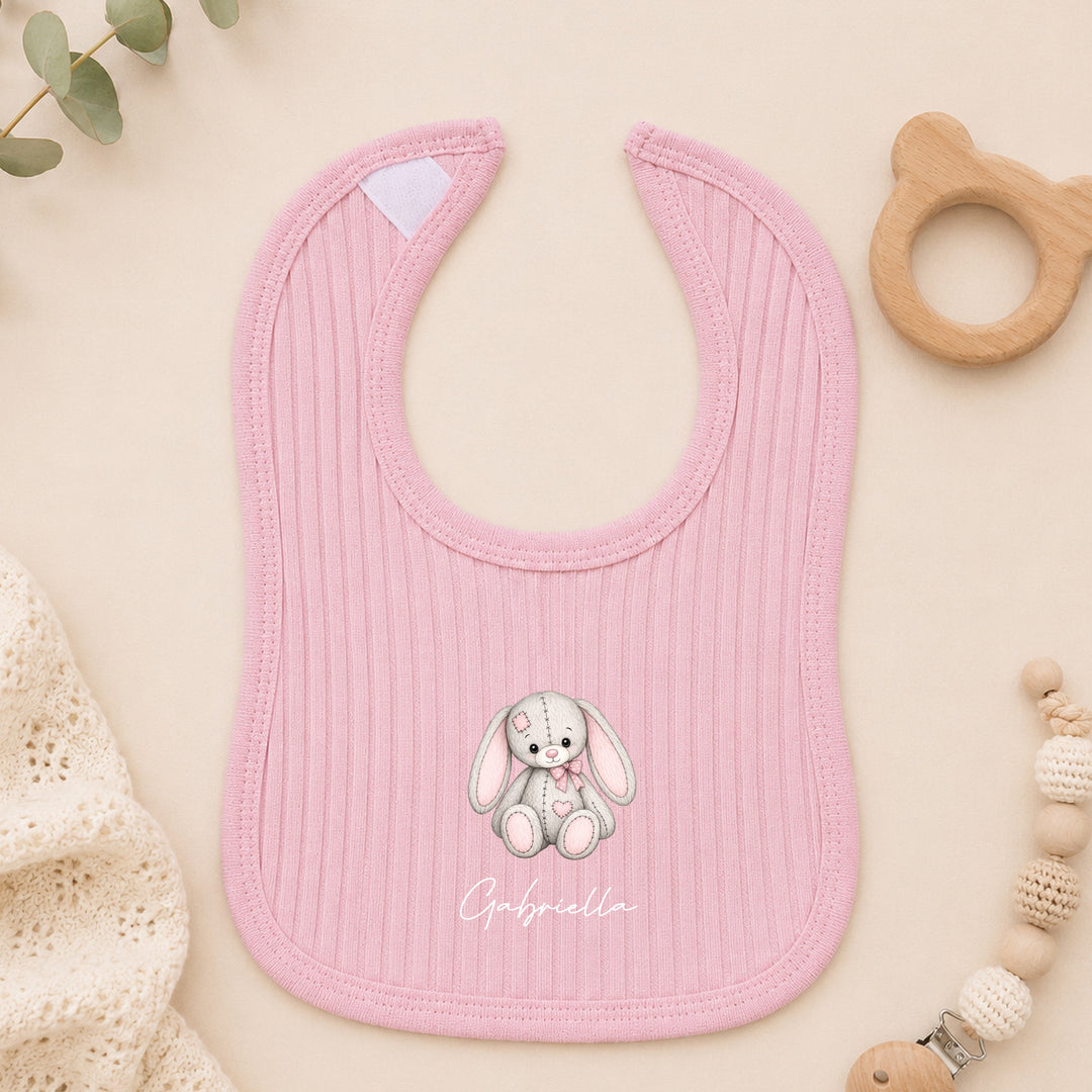 Personalised Pink Rabbit 3 Piece Ribbed Coming Home Outfit