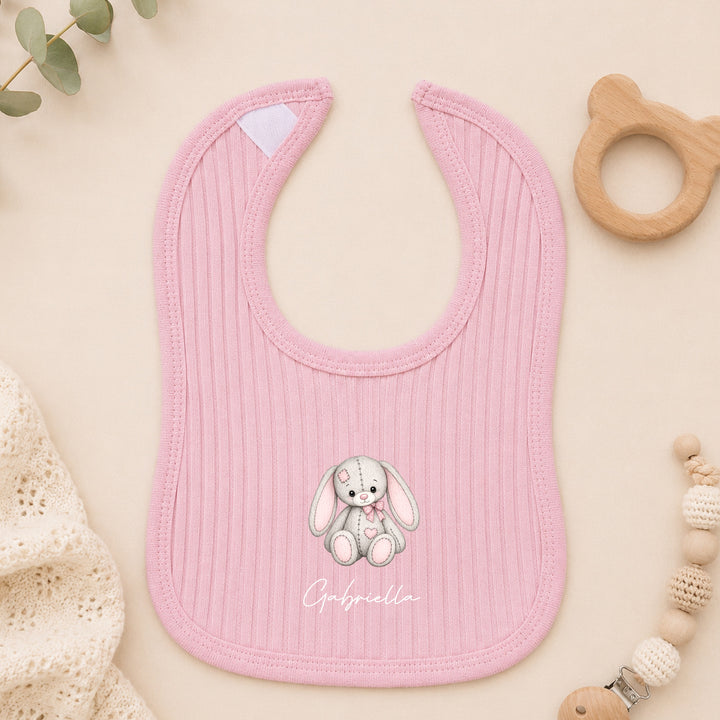 Personalised Pink Rabbit 3 Piece Ribbed Coming Home Outfit