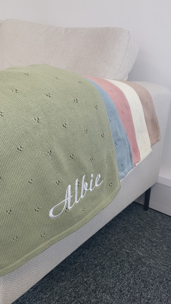 Personalised Embroidered Knitted Baby Blanket