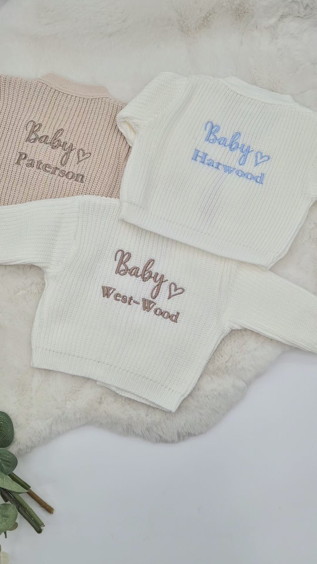 Personalised Embroidered Baby Name Knitted Cardigan