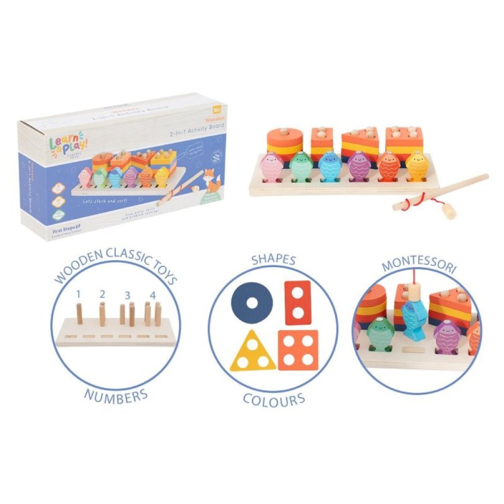 Wooden 2 In 1 Fishing Stack And Sort Board