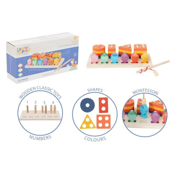 Wooden 2 In 1 Fishing Stack And Sort Board