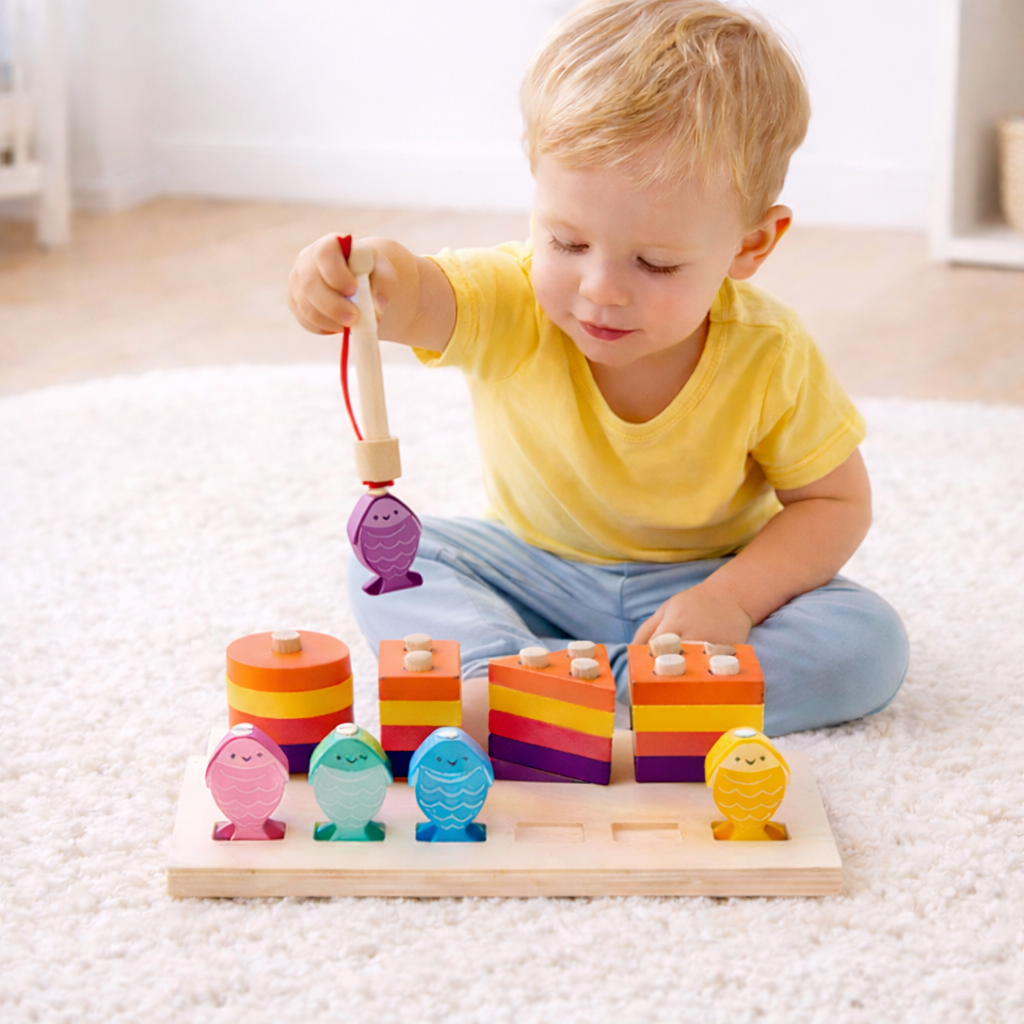 Wooden 2 In 1 Fishing Stack And Sort Board