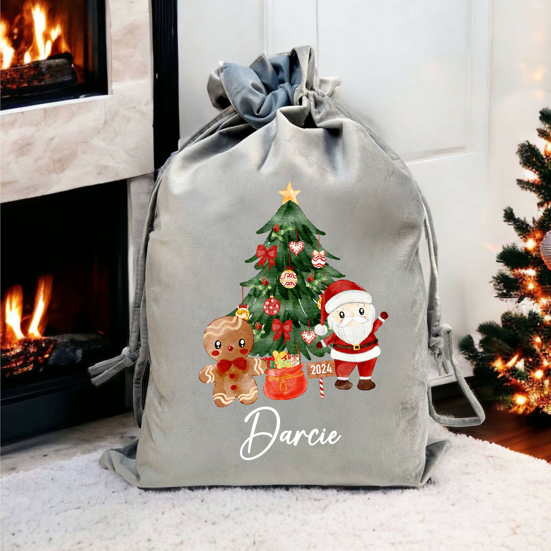 Personalised Santa Clause Scene Christmas Stocking or Santa Sack