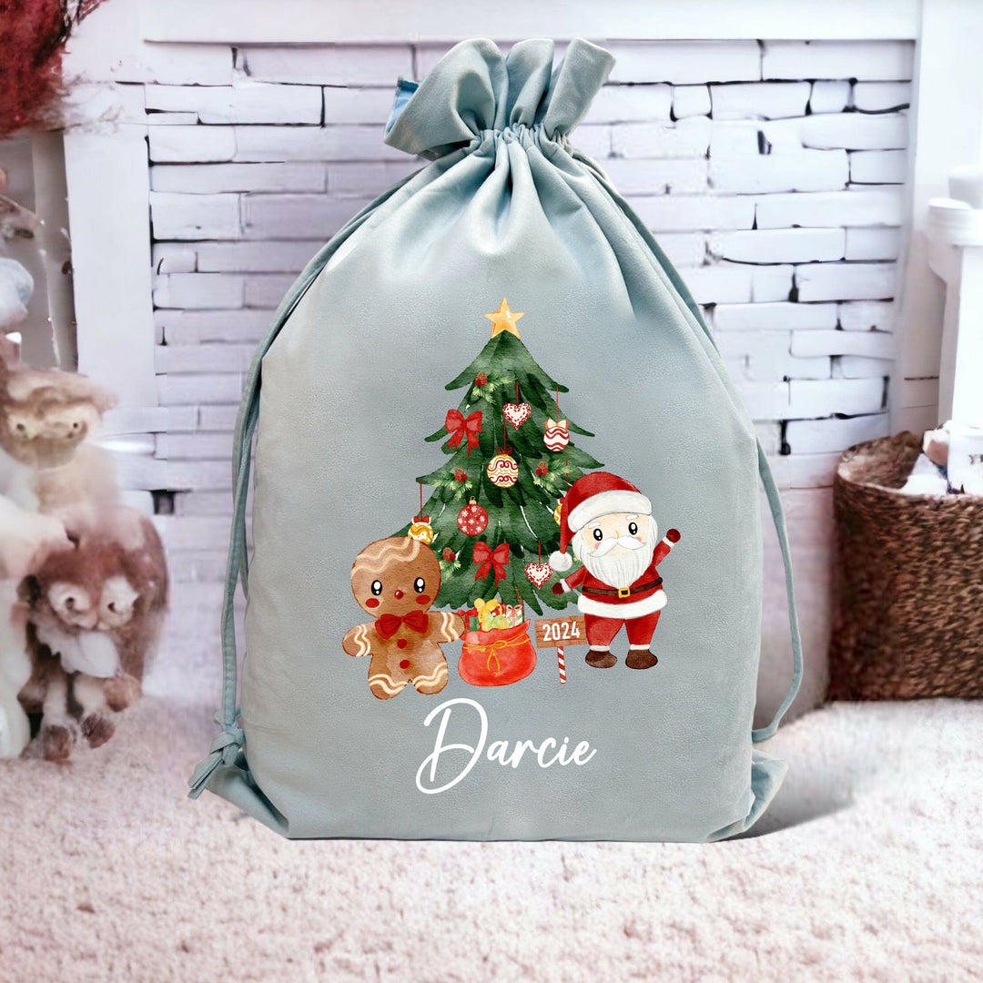 Personalised Santa Clause Scene Christmas Stocking or Santa Sack