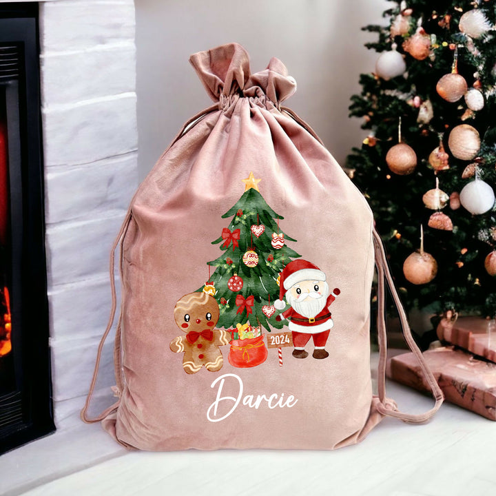 Personalised Santa Clause Scene Christmas Stocking or Santa Sack