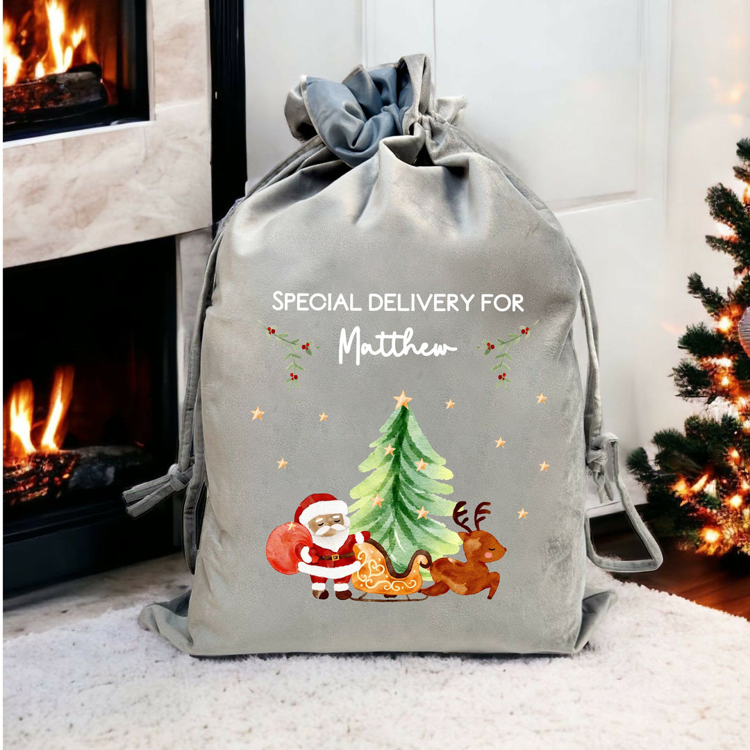 Personalised Christmas Sleigh Christmas Stocking or Santa Sack