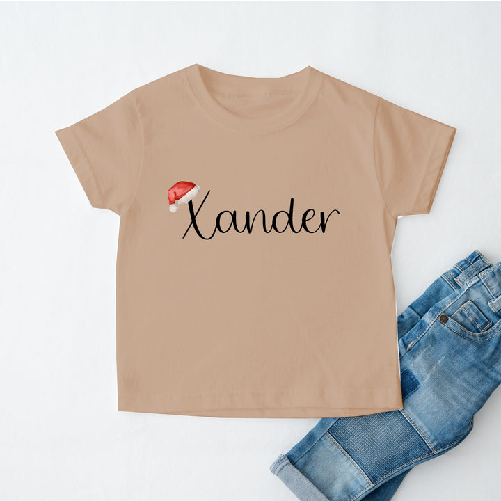 Personalised Santa Hat Name Kids T-shirt