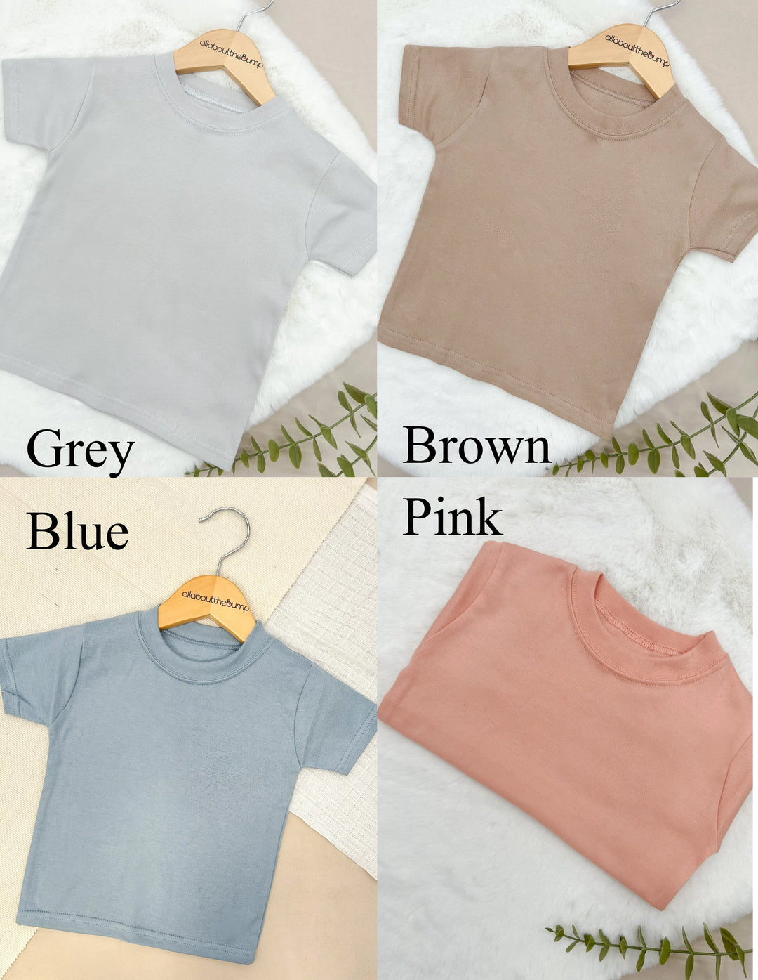 Blue Rabbit Initial T-shirt | Peach Blue Brown Grey