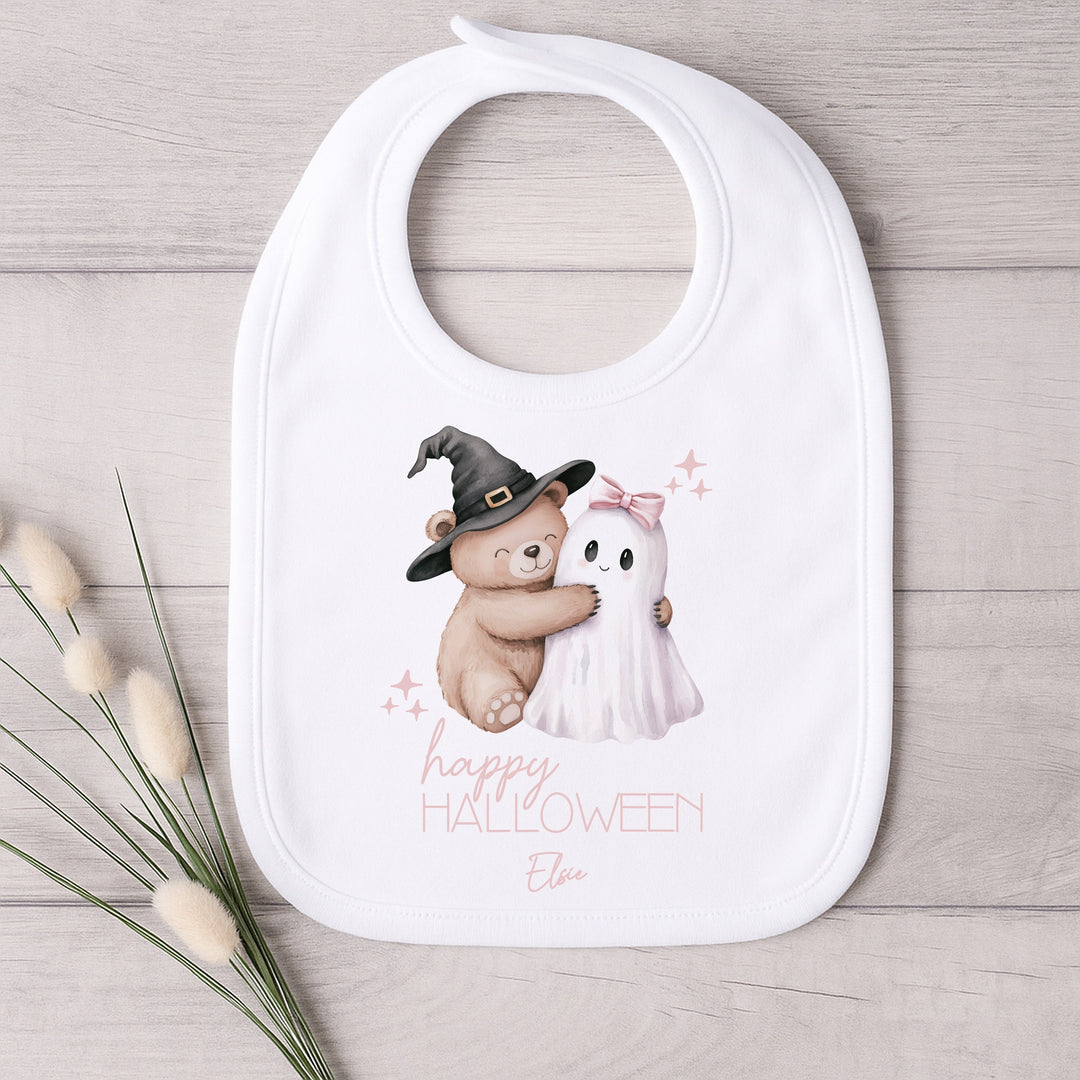 Personalised Pink Teddy Ghost My First Halloween Baby Grow or Vest