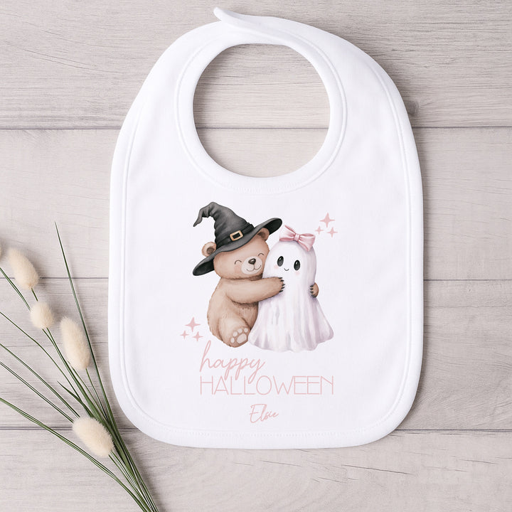 Personalised Pink Teddy Ghost My First Halloween Baby Grow or Vest