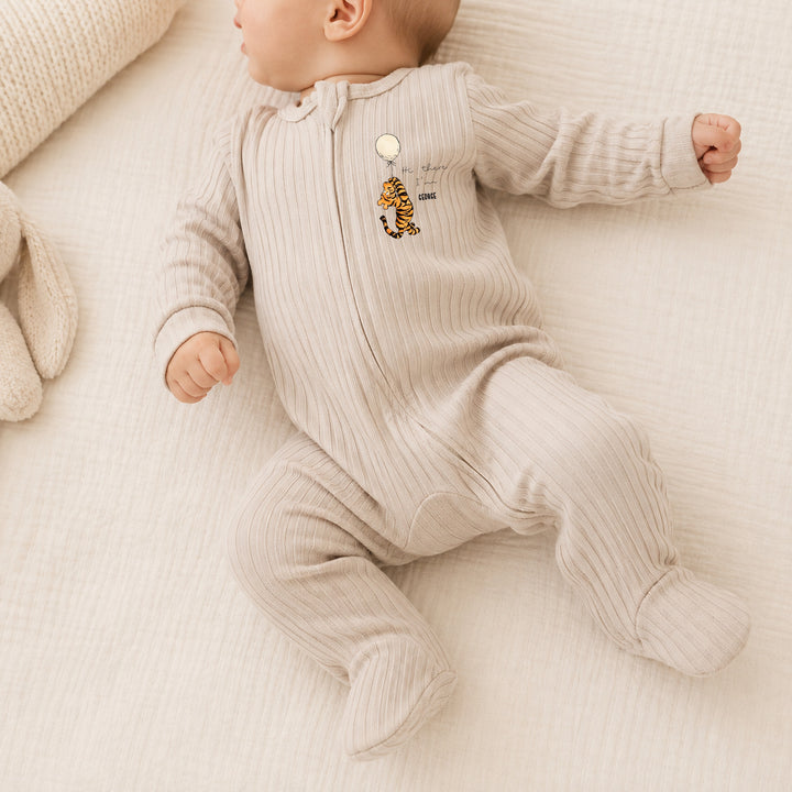 Personalised Orange Pooh Bear 3 Piece Ribbed Coming Home Outfit