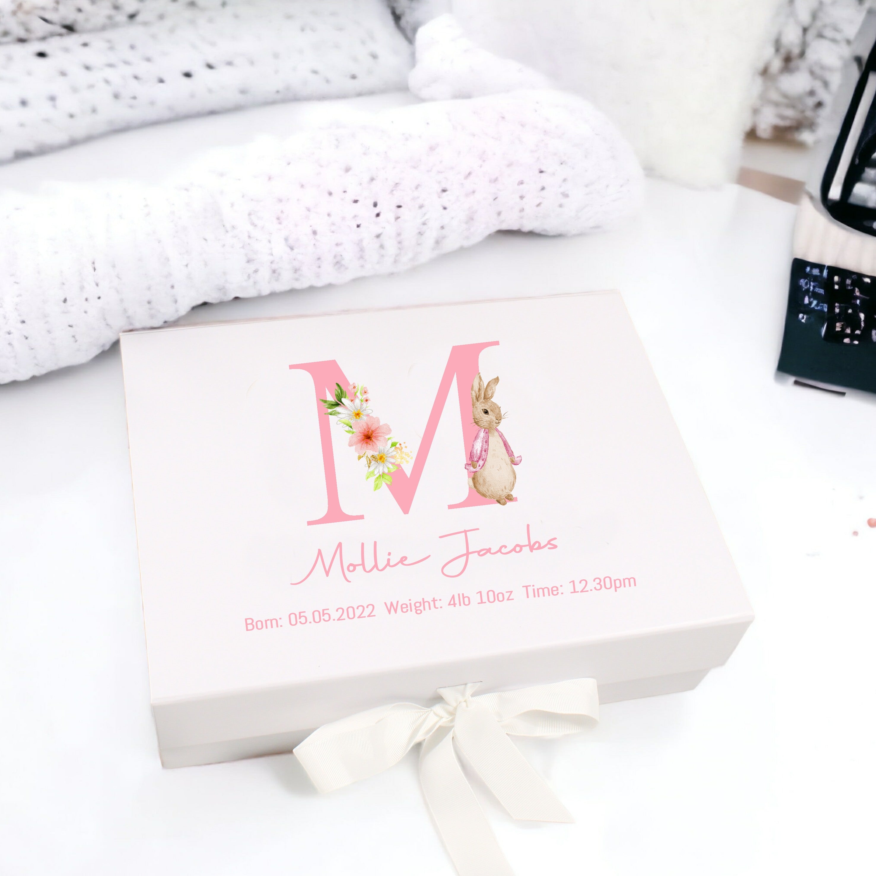 Personalised Pink Rabbit Initial Baby Gift Box – allaboutthebump
