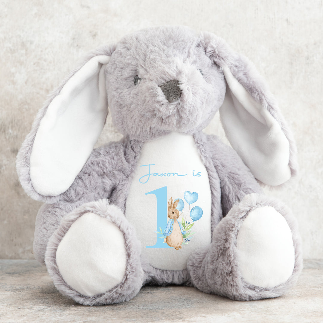 Personalised Blue Rabbit Birthday Teddy