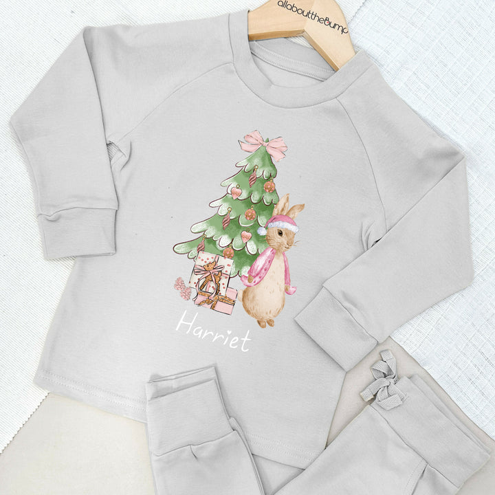 Personalised Pink Rabbit Christmas Tree Tracksuit