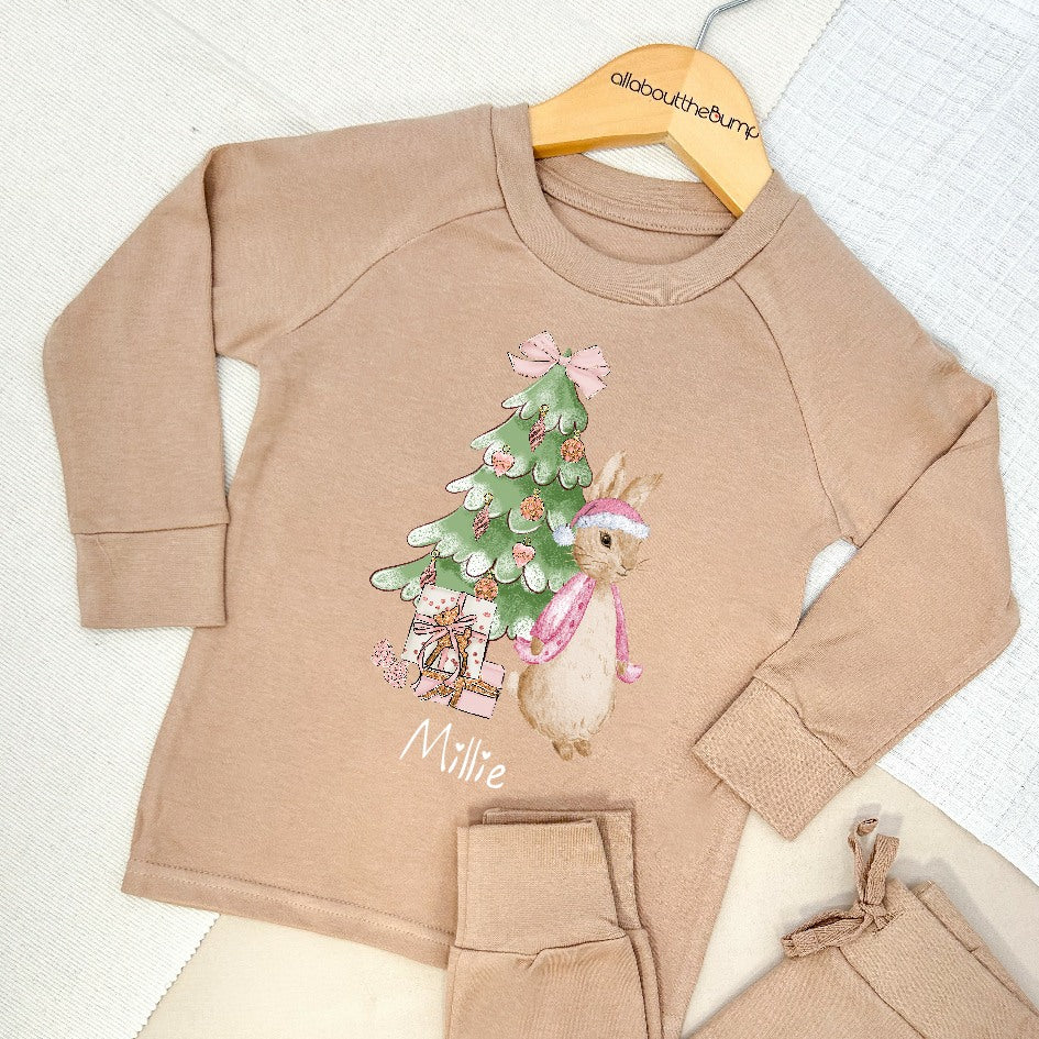 Personalised Pink Rabbit Christmas Tree Tracksuit