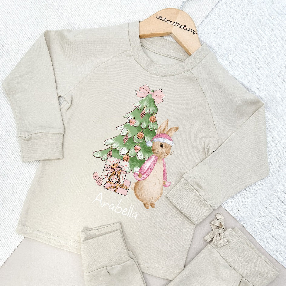 Personalised Pink Rabbit Christmas Tree Tracksuit