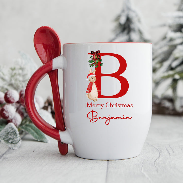 Personalised Red Rabbit Name Hot Chocolate Mug