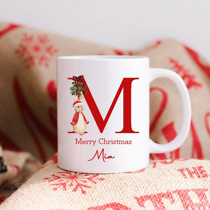 Personalised Red Rabbit Name Hot Chocolate Mug