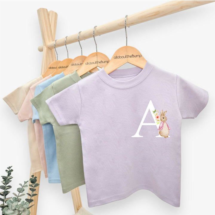 Personalised Pink Rabbit Initial T-shirt