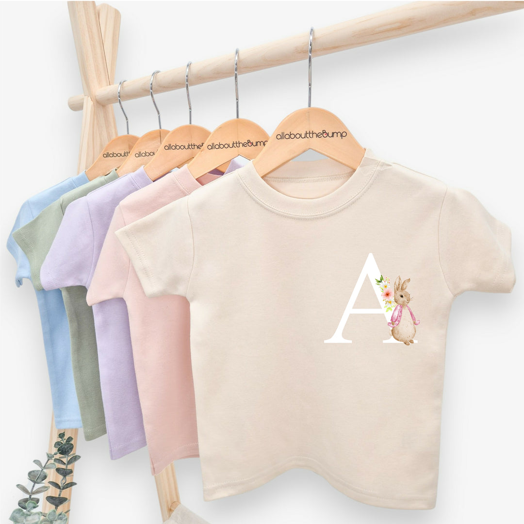 Personalised Pink Rabbit Initial T-shirt