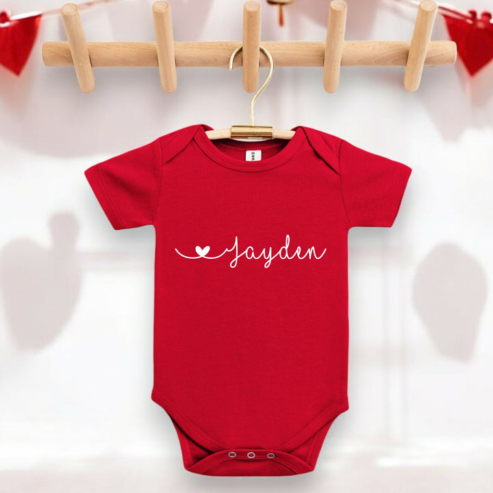 Personalised Heart Name Red Babygrow