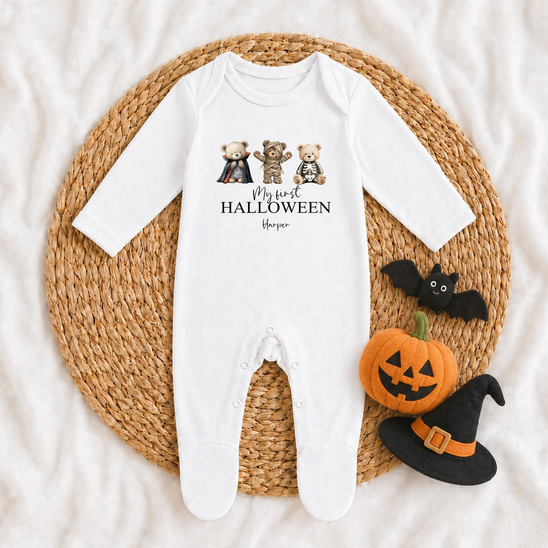 Personalised Vampire Teddy My First Halloween Baby Grow or Vest