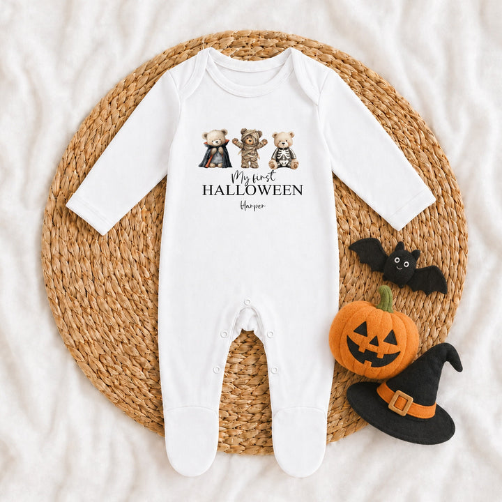 Personalised Vampire Teddy My First Halloween Baby Grow or Vest