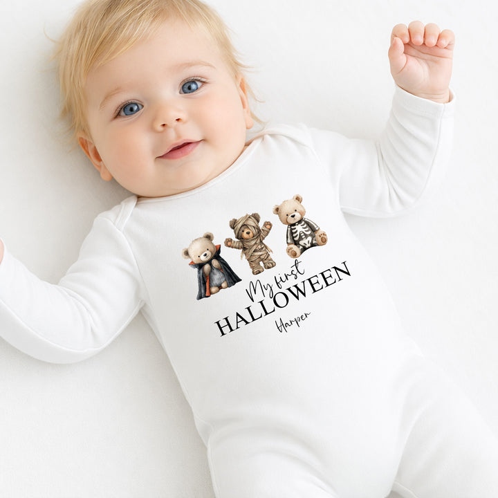 Personalised Vampire Teddy My First Halloween Baby Grow or Vest
