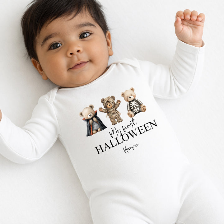 Personalised Vampire Teddy My First Halloween Baby Grow or Vest
