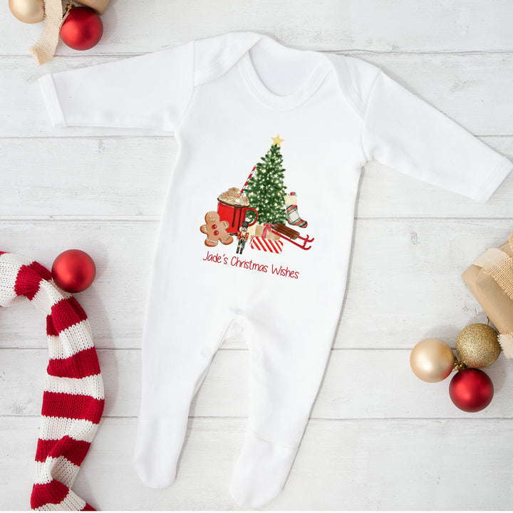 Personalised Christmas Wishes First Christmas Babygrow