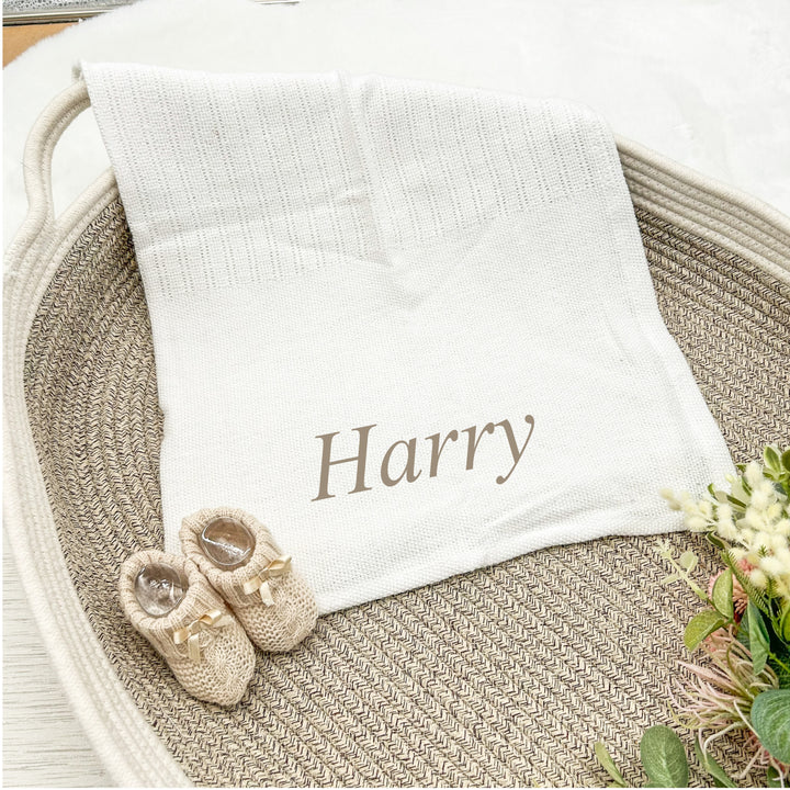 Personalised Beige or White Cellular Blanket